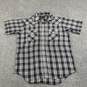Ely Plains Shirt Mens L Black Gray Pearl Snap Western Cowboy Rodeo Country Ranch